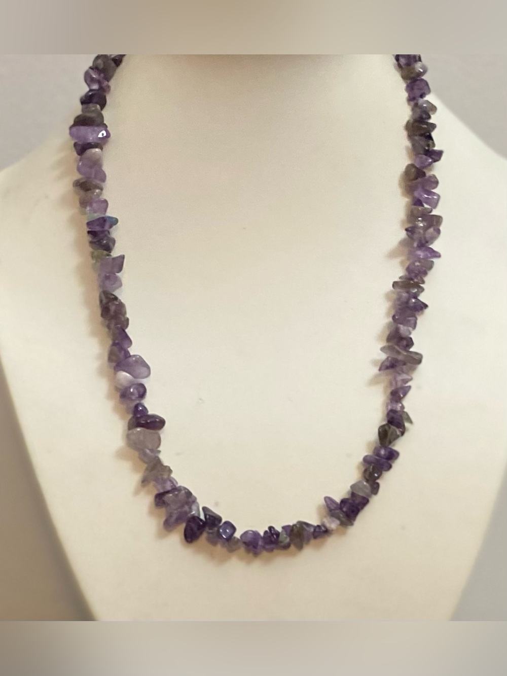 NEW Genuine AMETHYST crystal chip semi-necklace